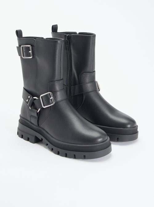 Stivali biker con cinturini fantasia - Kiabi Stivali biker con cinturini fantasia - Kiabi