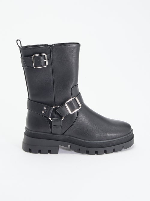 Stivali biker con cinturini fantasia - Kiabi Stivali biker con cinturini fantasia - Kiabi
