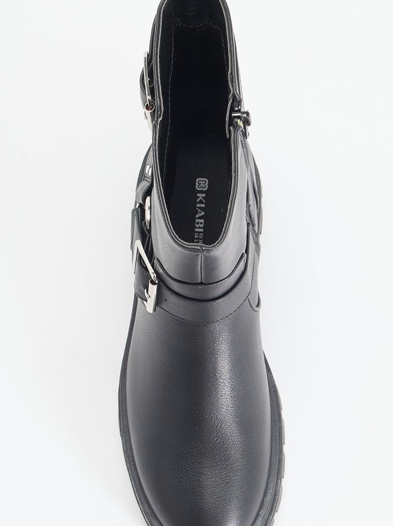 Stivali biker con cinturini fantasia Nero - Kiabi
