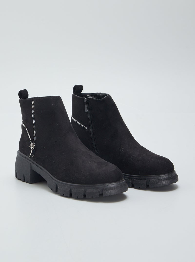Stivali chelsea in finto camoscio con zip NERO - Kiabi