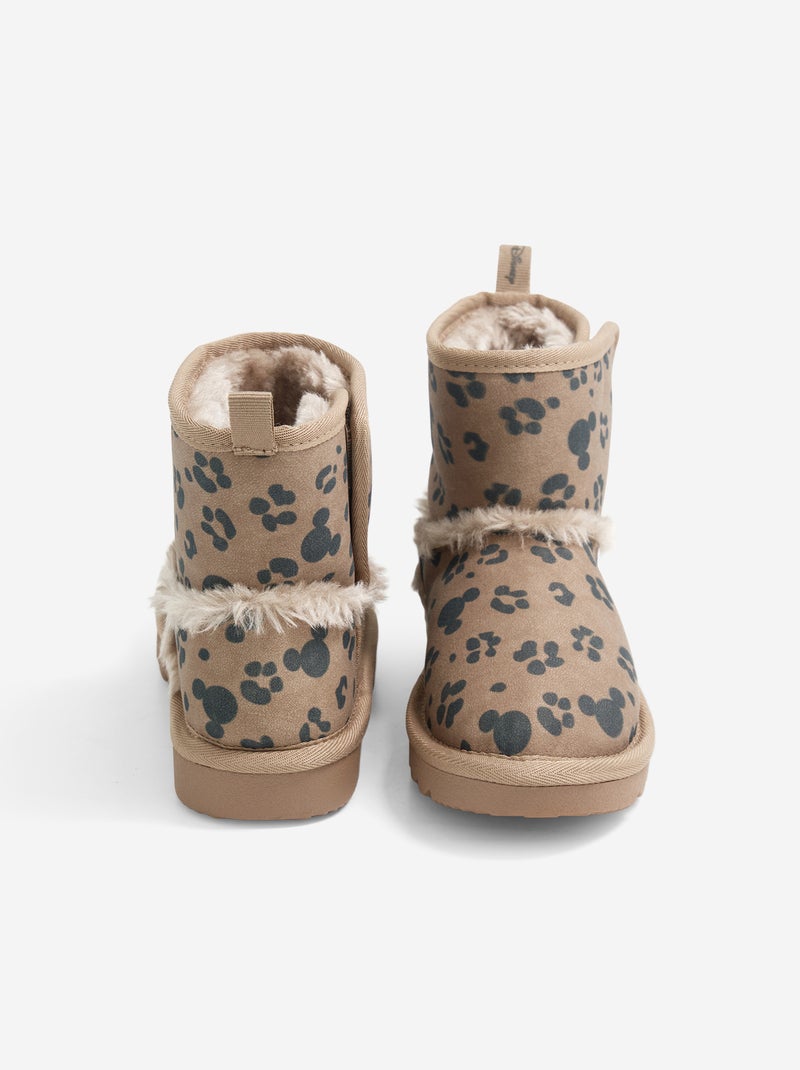 Stivali con chiusura a strappo fantasia leopardata \'Mickey\' \'Disney\' Marrone - Kiabi