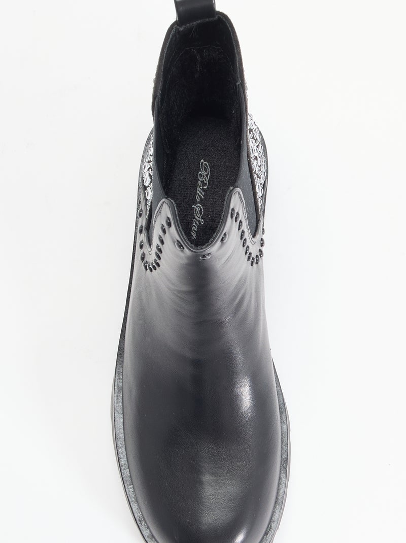 Stivali con inserto borchiato e strass Nero - Kiabi