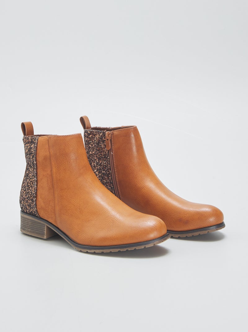 Stivali con tacco con paillettes MARRONE - Kiabi
