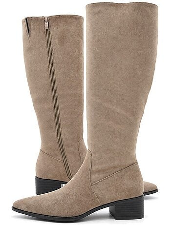 Stivali con tacco pelle naturale purapiel