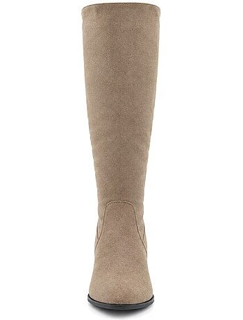 Stivali con tacco pelle naturale purapiel