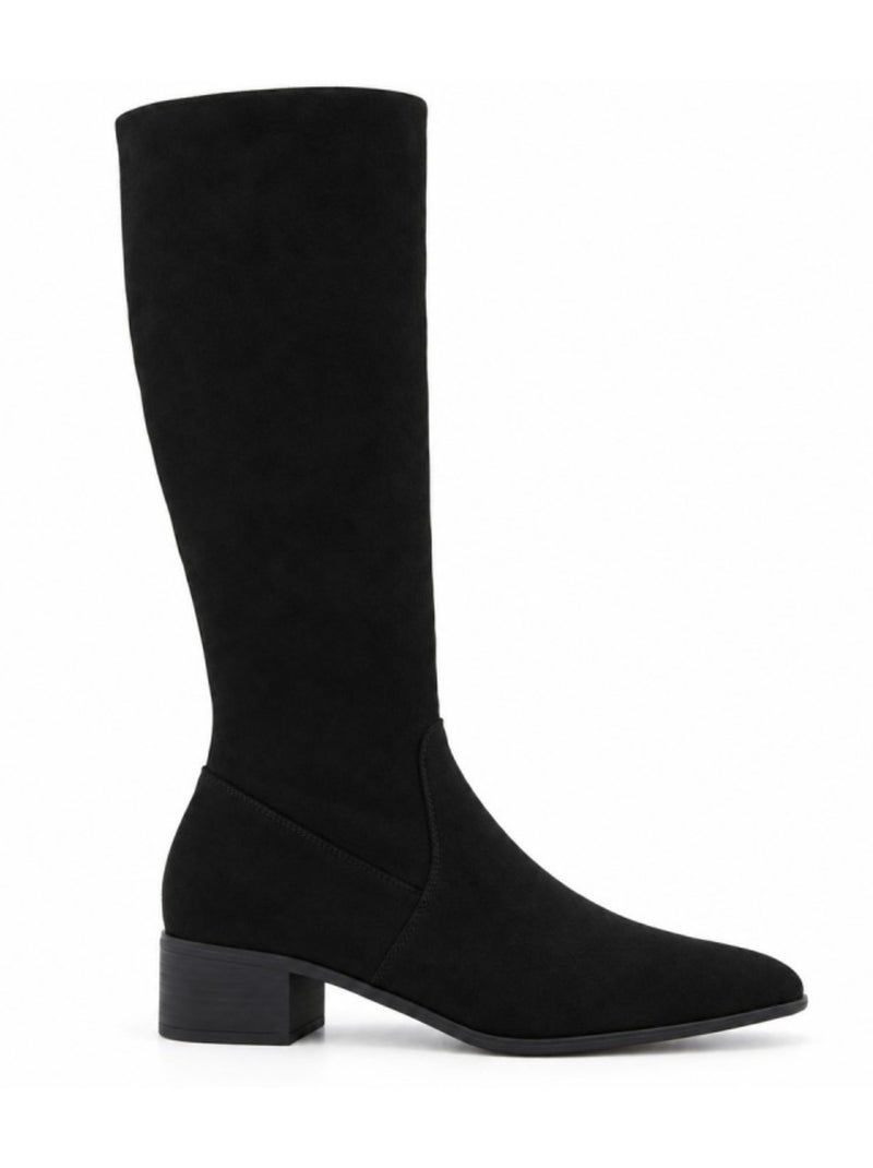 Stivali con tacco pelle naturale purapiel Nero - Kiabi