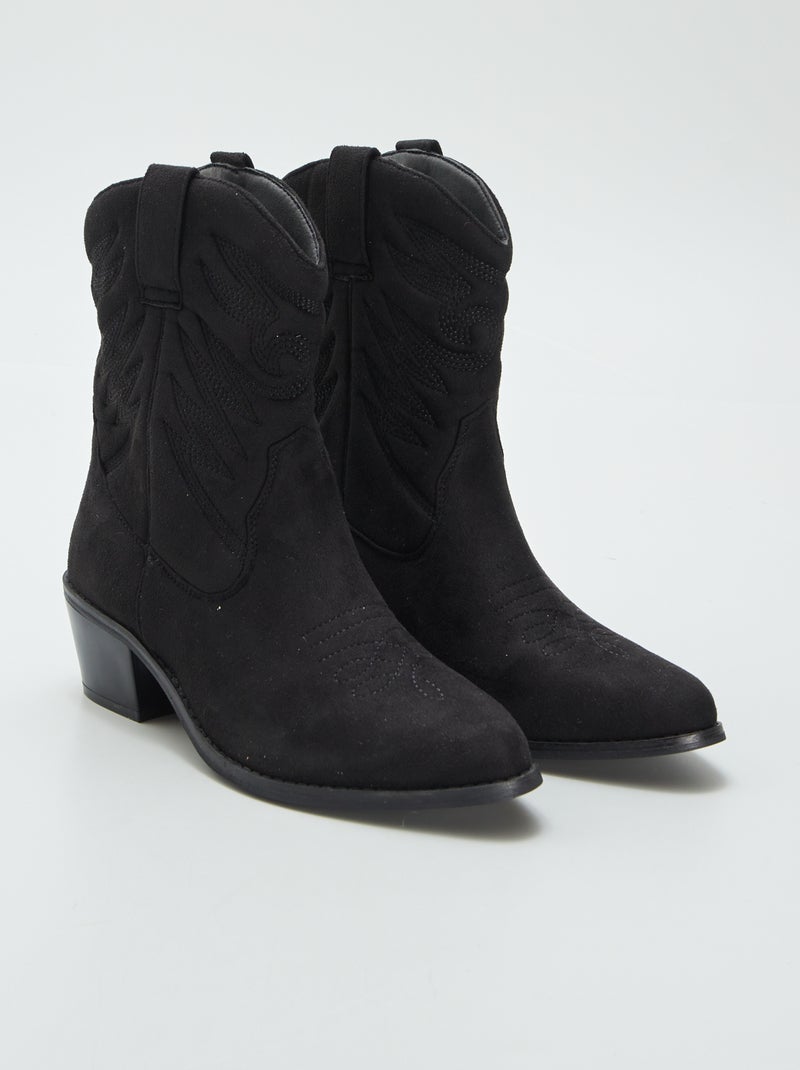 Stivali in finto camoscio stile western NERO - Kiabi