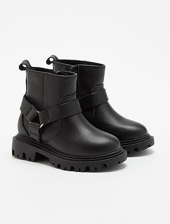 Stivali in similpelle con cinturino stile biker