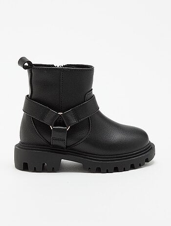 Stivali in similpelle con cinturino stile biker