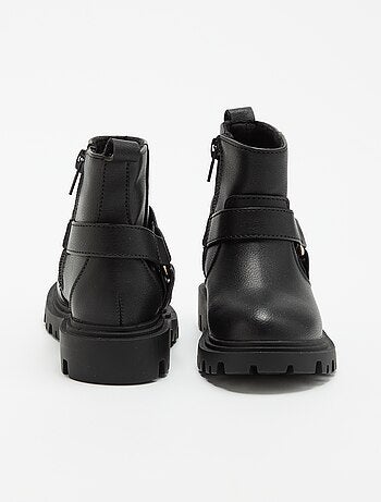 Stivali in similpelle con cinturino stile biker
