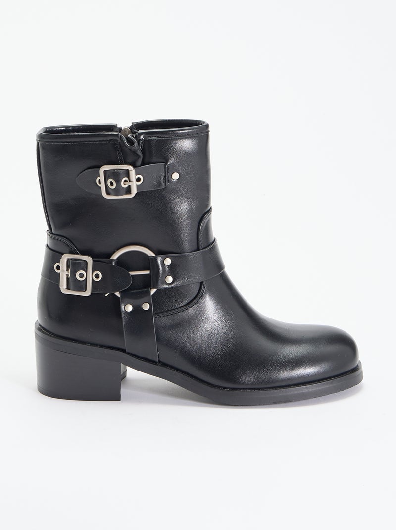 Stivali in similpelle con fibbie decorative Nero - Kiabi