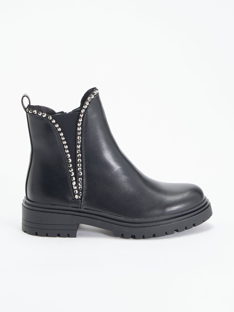 Stivali in similpelle con strass Nero - Kiabi
