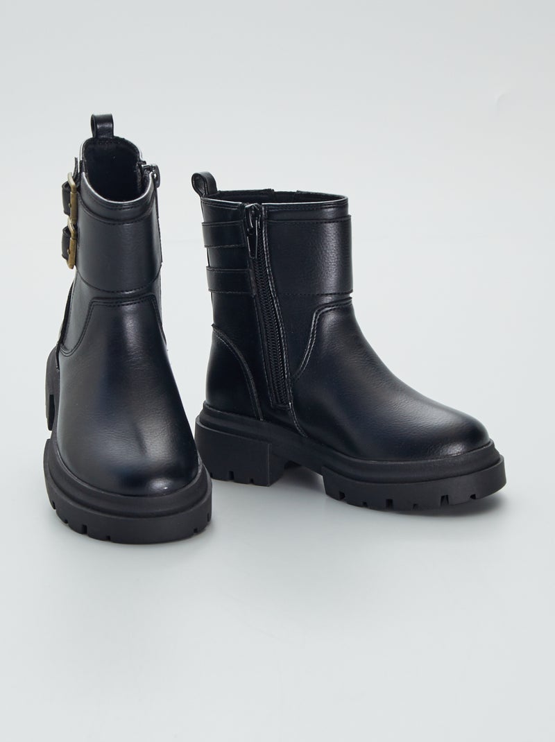 Stivali in stile biker con fibbie fantasia Nero - Kiabi