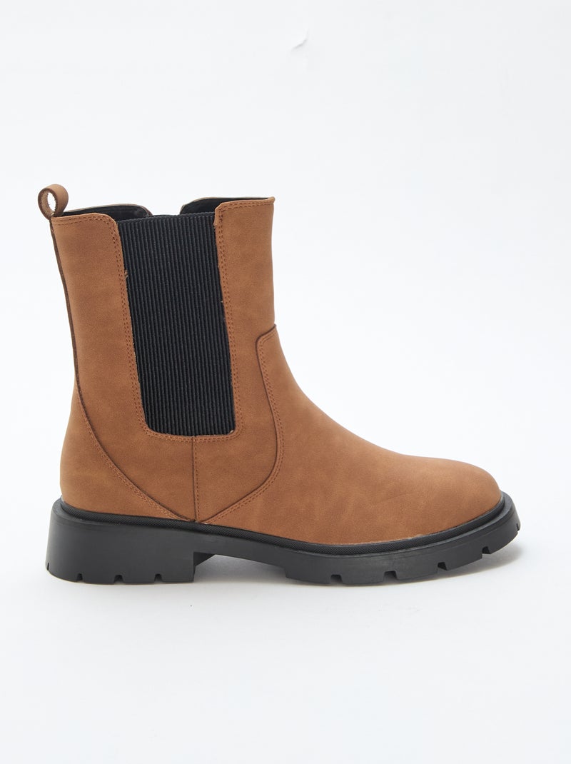 Stivali modello Chelsea in similpelle con soffietto elastico Marrone - Kiabi