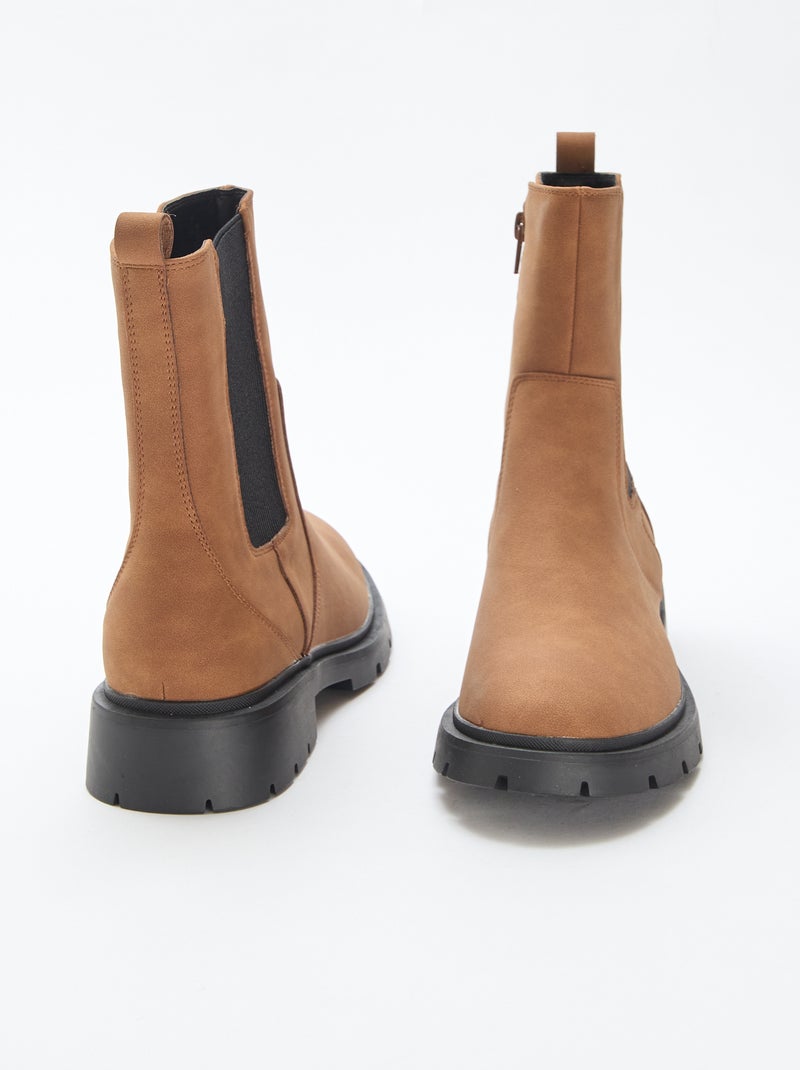 Stivali modello Chelsea in similpelle con soffietto elastico Marrone - Kiabi