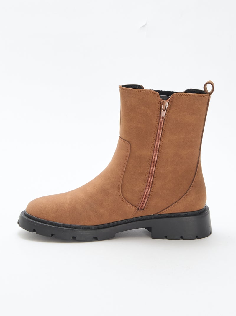 Stivali modello Chelsea in similpelle con soffietto elastico Marrone - Kiabi