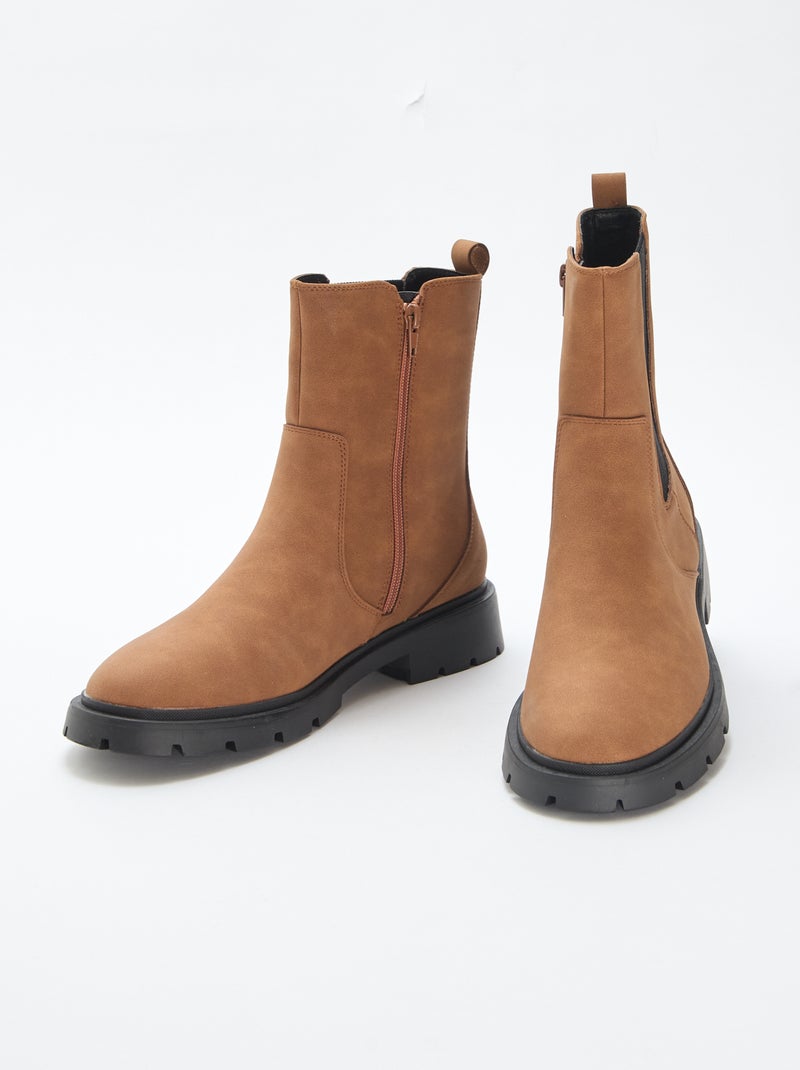 Stivali modello Chelsea in similpelle con soffietto elastico Marrone - Kiabi