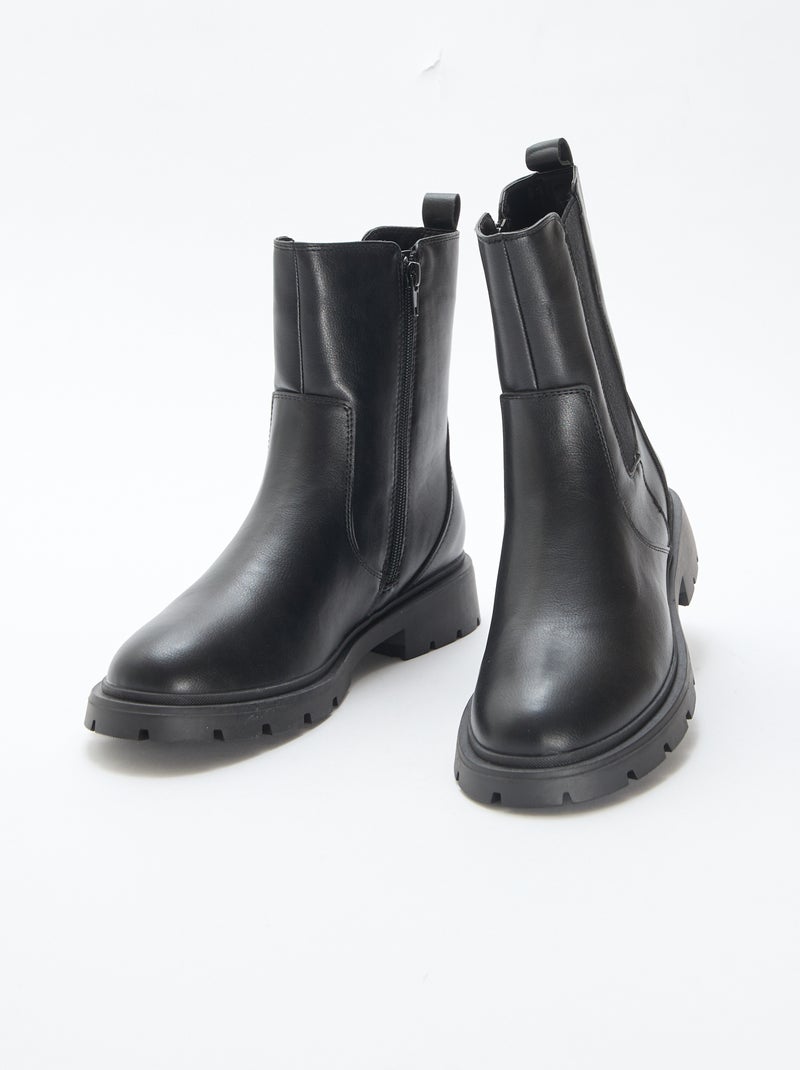 Stivali modello Chelsea in similpelle con soffietto elastico Nero - Kiabi