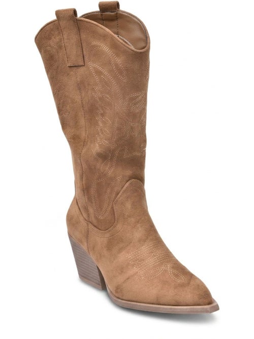 Stivali santiag donna camoscio tacco blocco 6 cm punta affusolata ozabi - Kiabi Stivali santiag donna camoscio tacco blocco 6 cm punta affusolata ozabi - Kiabi