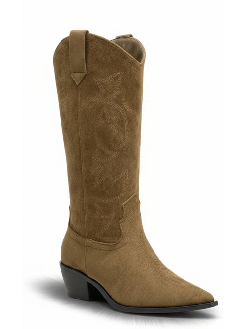 Stivali santiag donna scamosciati tacco blocco 4 cm punta affusolata ozabi - Kiabi Stivali santiag donna scamosciati tacco blocco 4 cm punta affusolata ozabi - Kiabi