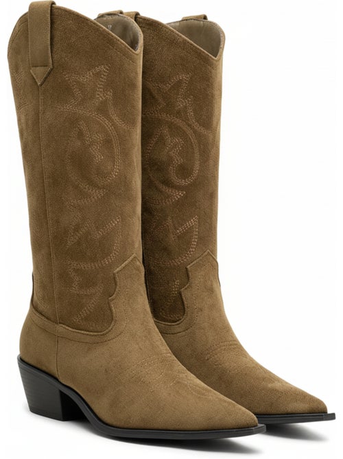 Stivali santiag donna scamosciati tacco blocco 4 cm punta affusolata ozabi - Kiabi Stivali santiag donna scamosciati tacco blocco 4 cm punta affusolata ozabi - Kiabi