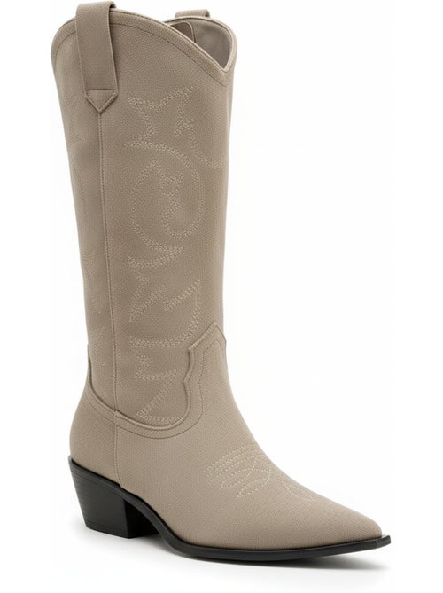 Stivali santiag donna scamosciati tacco blocco 4 cm punta affusolata ozabi - Kiabi Stivali santiag donna scamosciati tacco blocco 4 cm punta affusolata ozabi - Kiabi