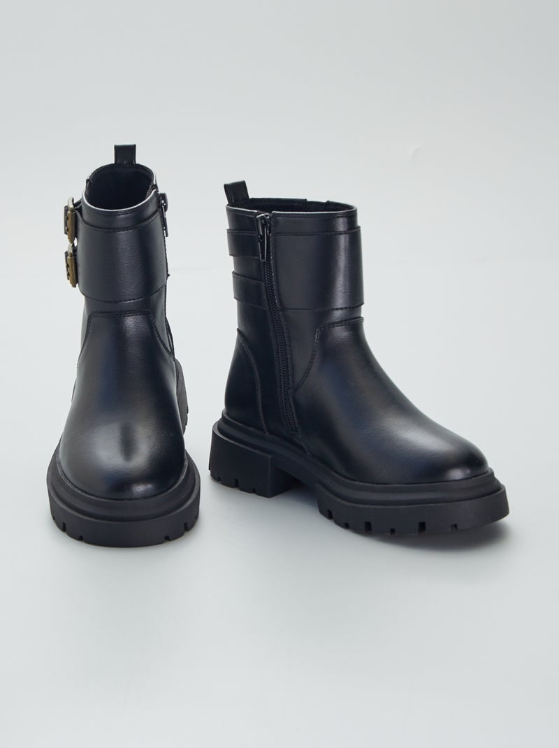 Stivali stile biker con 2 fibbie metalliche Nero - Kiabi