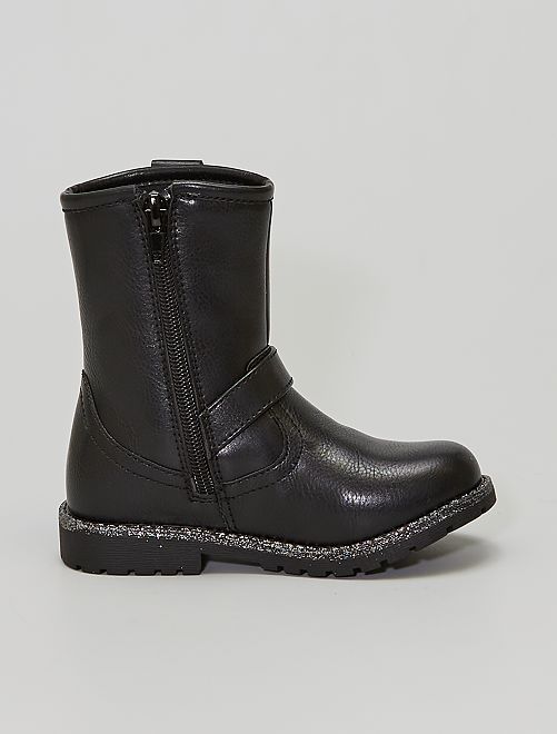 Stivale Biker Miss Sixty Bambina Nero con Scritta Strass