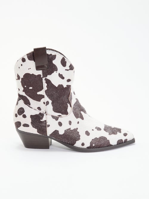 Stivali texani effetto pelle di mucca - Kiabi Stivali texani effetto pelle di mucca - Kiabi
