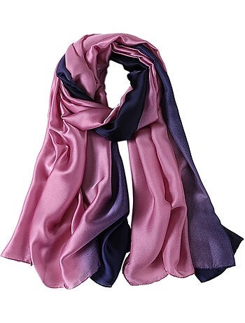 Stola in seta rosa viola blu navy duo