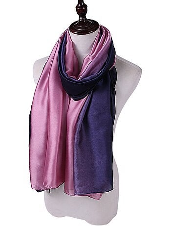Stola in seta rosa viola blu navy duo