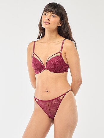 String in pizzo a foglie trasparente