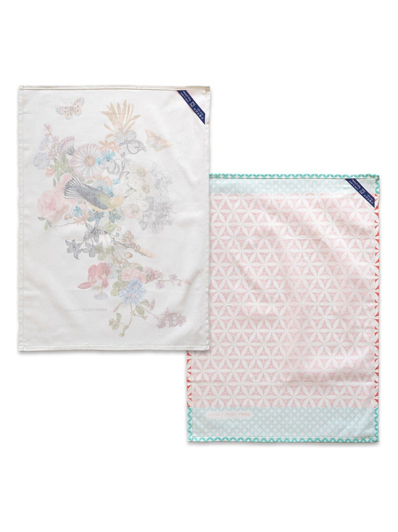 Strofinaccio (2 pezzi) Floral branch "Happyfriday" Bianco - Kiabi