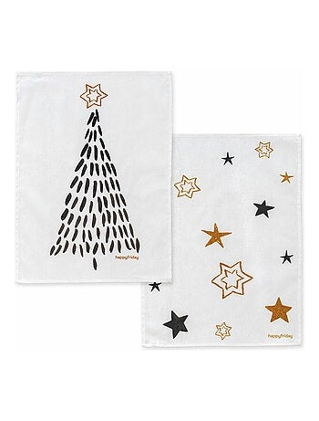 Strofinaccio (2 pezzi) Gold Xmas "Happyfriday