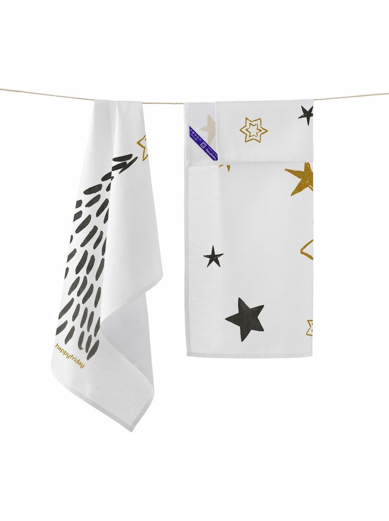 Strofinaccio (2 pezzi) Gold Xmas "Happyfriday" Multicolore - Kiabi