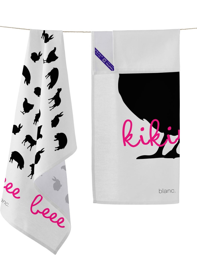 Strofinaccio (2 pezzi) Kikiriki "Happyfriday" Bianco - Kiabi