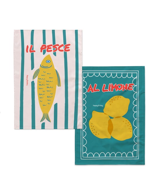 Strofinaccio (2 pezzi) Lemon fish "Happyfriday" - Kiabi