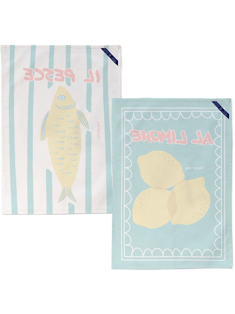 Strofinaccio (2 pezzi) Lemon fish "Happyfriday" Multicolore - Kiabi