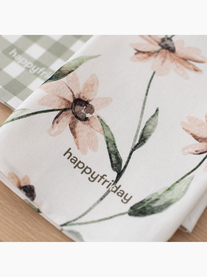 Strofinaccio (2 pezzi) Tinny bloom "Happyfriday" Bianco - Kiabi