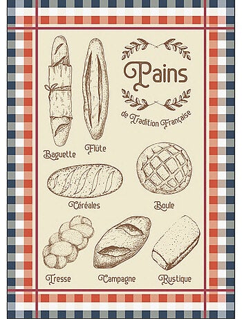 Strofinaccio in cotone con pane tradizionale francese