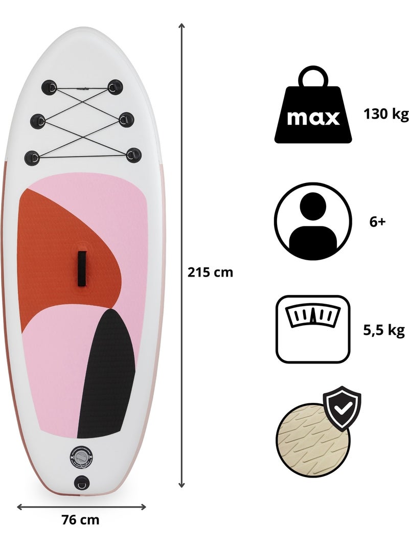 SUP gonfiabile per bambini HyperMotion WAVE BOOST PINK 215 cm con pagaia – Stand Up Paddle Bianco - Kiabi