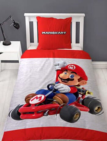 Super Mario Bros, Set Copripiumino Bambino Reversibile, Mario Kart, Copripiumino 140 x 200 cm