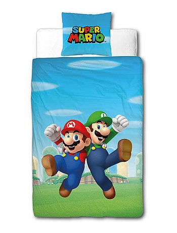 Super Mario, Parure da Letto Bambino Stampata e Reversibile, MARIO E LUIGI