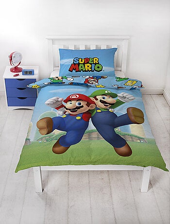 Super Mario, Parure da Letto Bambino Stampata e Reversibile, MARIO E LUIGI