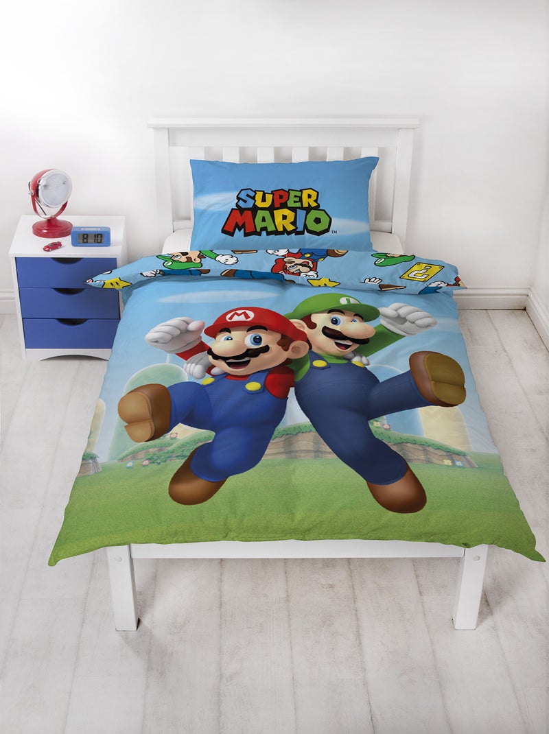 Super Mario, Parure da Letto Bambino Stampata e Reversibile, MARIO E LUIGI Blu - Kiabi