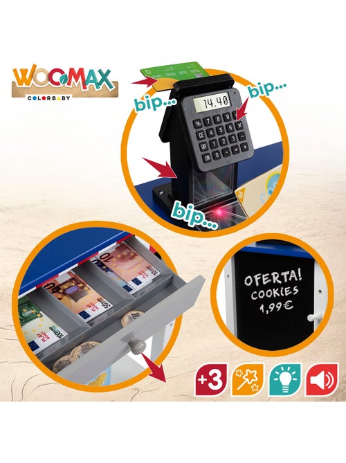 Supermercato giocattolo in legno con accessori woomax - Kiabi Supermercato giocattolo in legno con accessori woomax - Kiabi