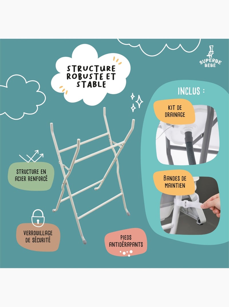 Supporto per vaschetta per modelli Bear, Dino e Lion- Kit di scarico incluso | SUPERBE BEBE Bianco perlato - Kiabi