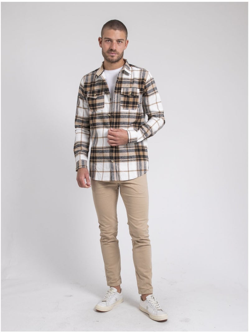Surchemise manches longues carreaux TOMARCUS Beige - Kiabi