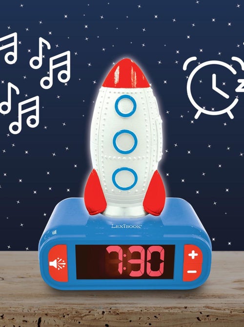 Sveglia con design Rocket 3D Luce notturna ed effetti sonori - Kiabi Sveglia con design Rocket 3D Luce notturna ed effetti sonori - Kiabi