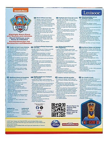 Sveglia con luce notturna Design 3D Paw Patrol Chase ed effetti sonori